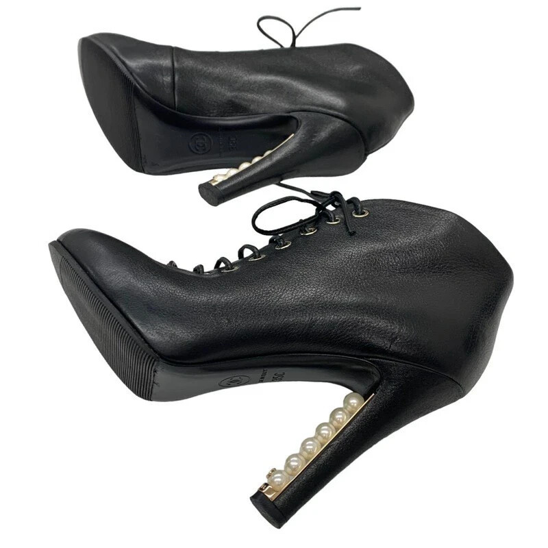 CHANELシューズ 新品 シャネル CHANEL レザー スニーカー テニスシューズ 25.5