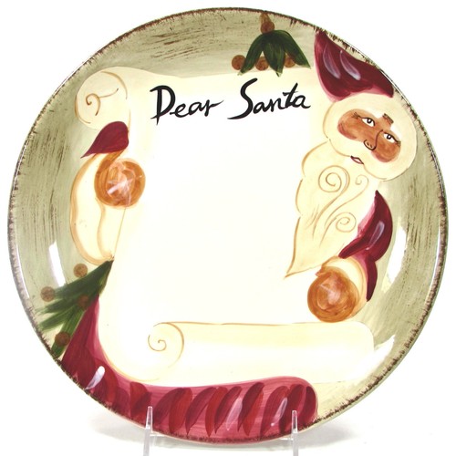 Tabletops Unlimited OLD WORLD SANTA 11.5" Cookie Plate Erasable Dear Santa NIB - Picture 3 of 12