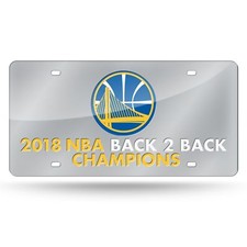 Golden State Warriors 2018 NBA Back 2 Back Champions Laser Mirrored License Tag