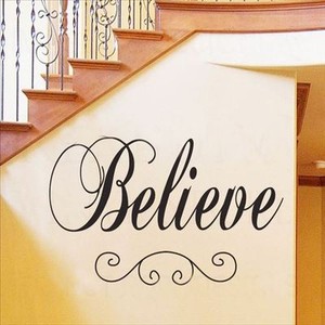 Huhome PVC Wall Stickers Wallpaper English BELIEVE inspirational home decor back