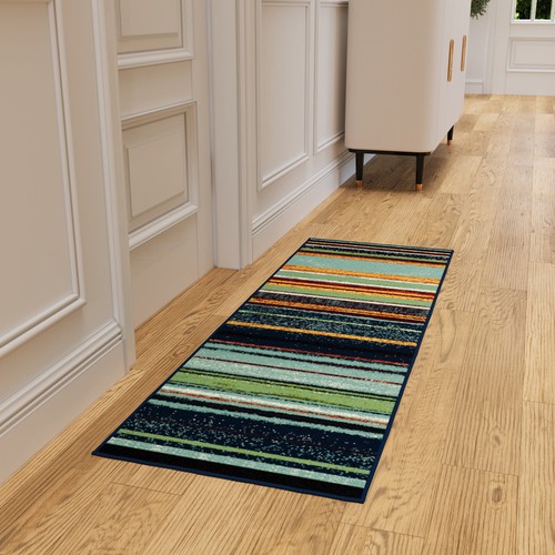Non-Slip Rubberback Vintage Striped 2x5 Indoor Runner Rug, 20" x 59", Multicolor - Picture 6 of 10