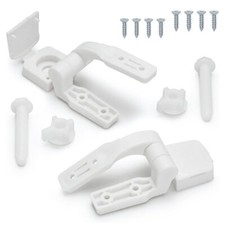 1 Pair White Plastic Toilet For Seat Lid Hinge Replacement With Bolts Screw Nuts