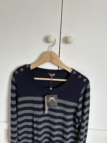 Phase Eight Stripe Navy Grey Jumper Dress Wool And Cotton Blend Size UK 12 BNWT - Picture 11 of 24