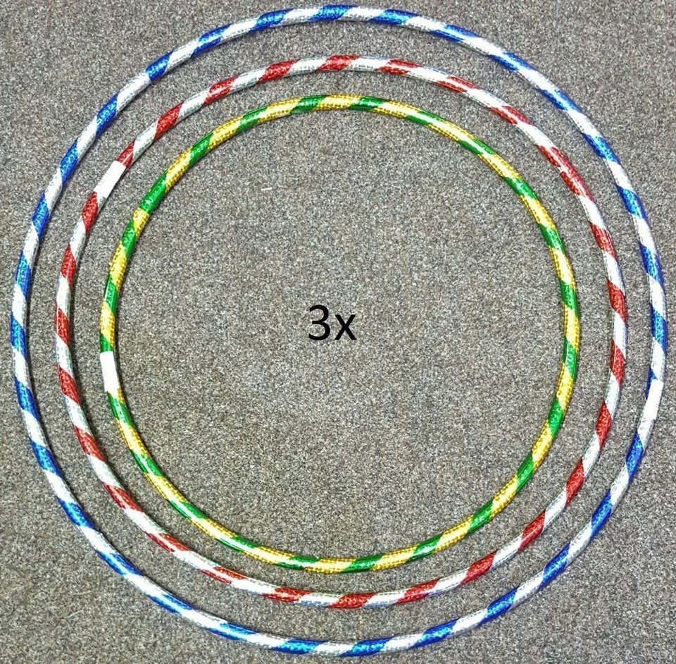 New 3 x Multi Colour Kids ADULT Hula Hoop Durable Plastic Indoor Outdoor Fitness