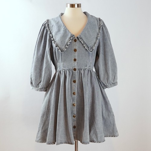 Sofie the Label Lainey Denim Mini Dress Peter Pan Collar - Size Medium - NWT