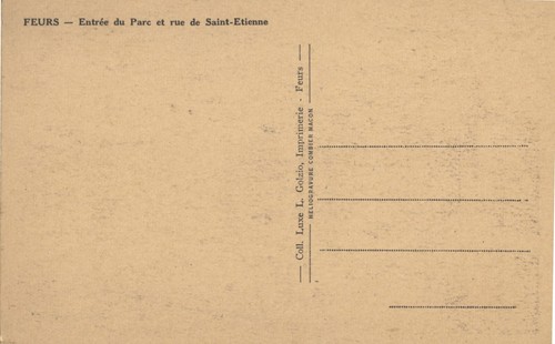 FEURS 42 Entrée du Parc Rue Saint Étienne Automobiles CPA animée 1930-1940 RARE - Picture 2 of 2