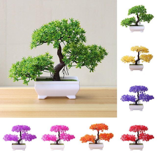 Artificial Fake Potted Pine Tree Flower Plants Bonsai Outdoor Indoor Home Decor