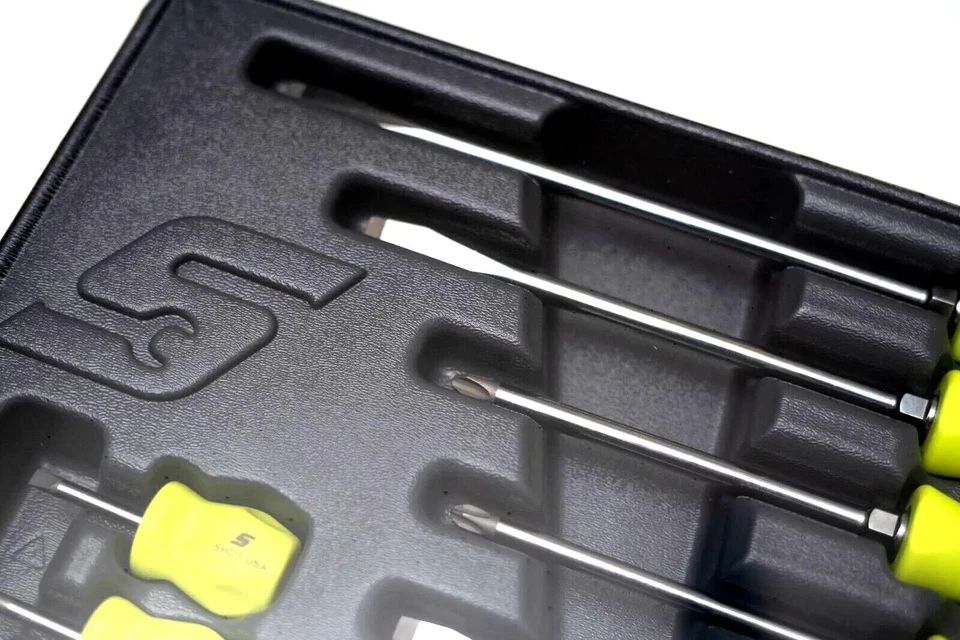 SNAP ON TOOLS USA SGDX120BHV 12pc HI-VIZ YELLOW Soft Grip Combo Screwdriver Set+ - Image 4 of 4