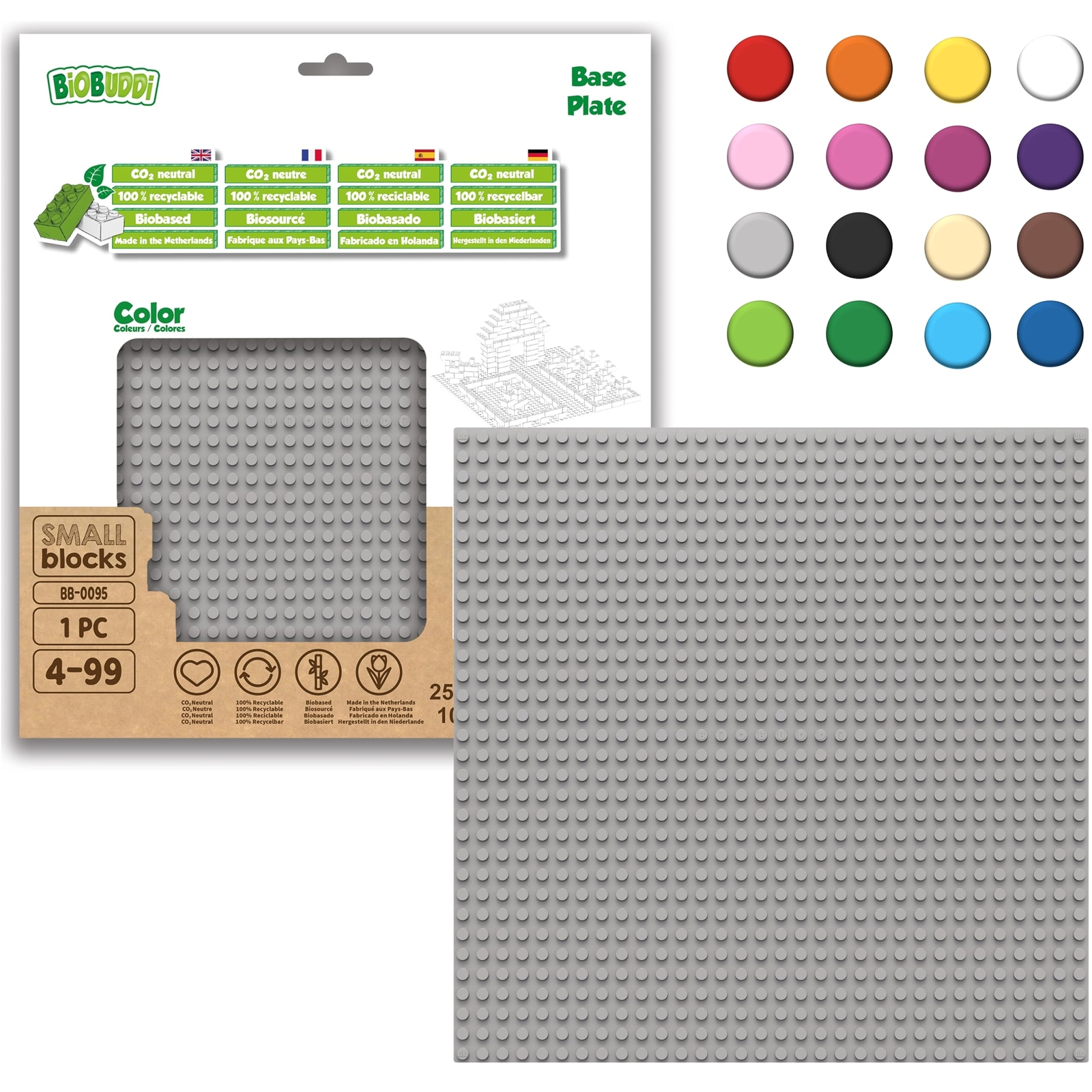 BIOBUDDI BB-0095 Cloud gray Base plates 32x32 base plate gray