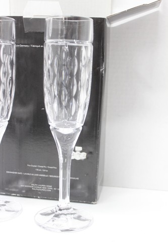 RALPH LAUREN ASTON Fine Crystal Champagne Flute Set of 2 Glasses Made in Germany - Picture 15 of 24