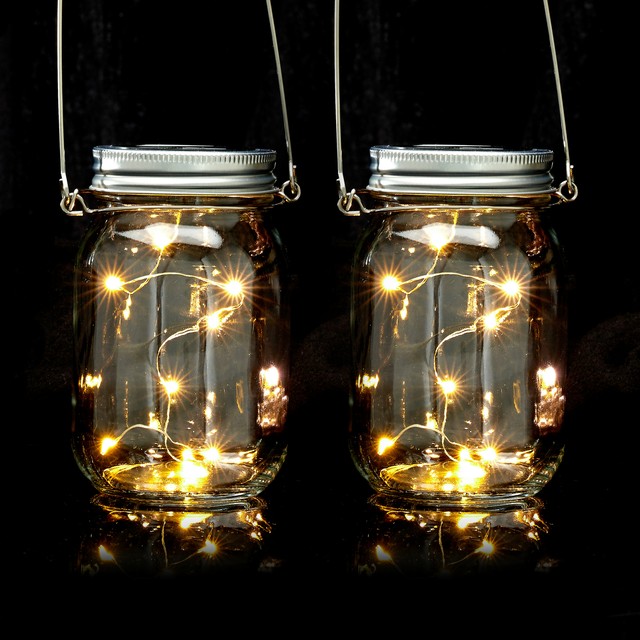 Solarleuchte Garten Glas LED Dekolicht Gartenlampe Hängelampe Laterne Windlicht
