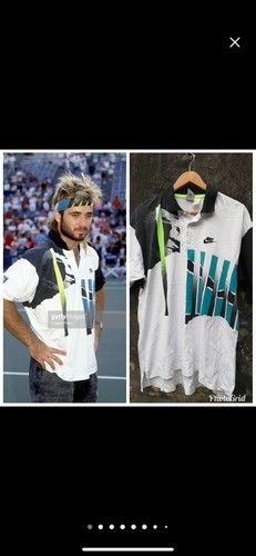 True Vtg 90s Agassi Nike Challenge Court Tennis Shirt Mens XS/womens Med/Boys XL - Picture 1 of 12