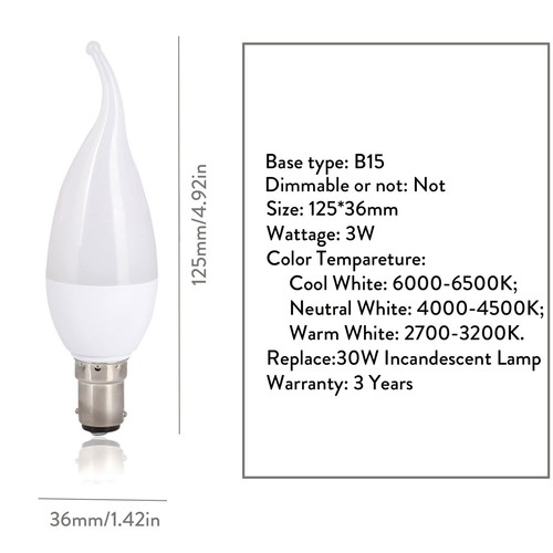 LED Candlebra Light Bulbs 3W E12 E14 B22 E26 E27 Flame Candle SMD 110V 220V Lamp - Picture 18 of 18