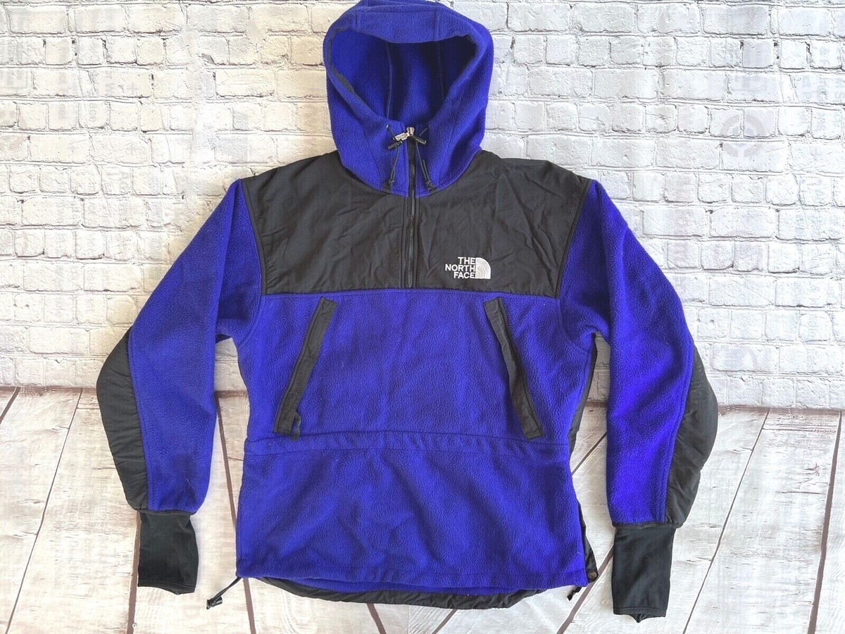 RARE NORTH FACE Blue Hooded Anorak Pullover Side Zip Denali