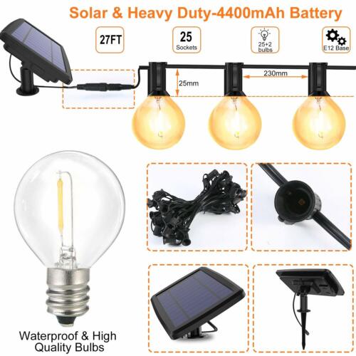 27FT Solar Outdoor String Light with 25 Lights For Patio Yard Garden Umbrella - Picture 5 of 9