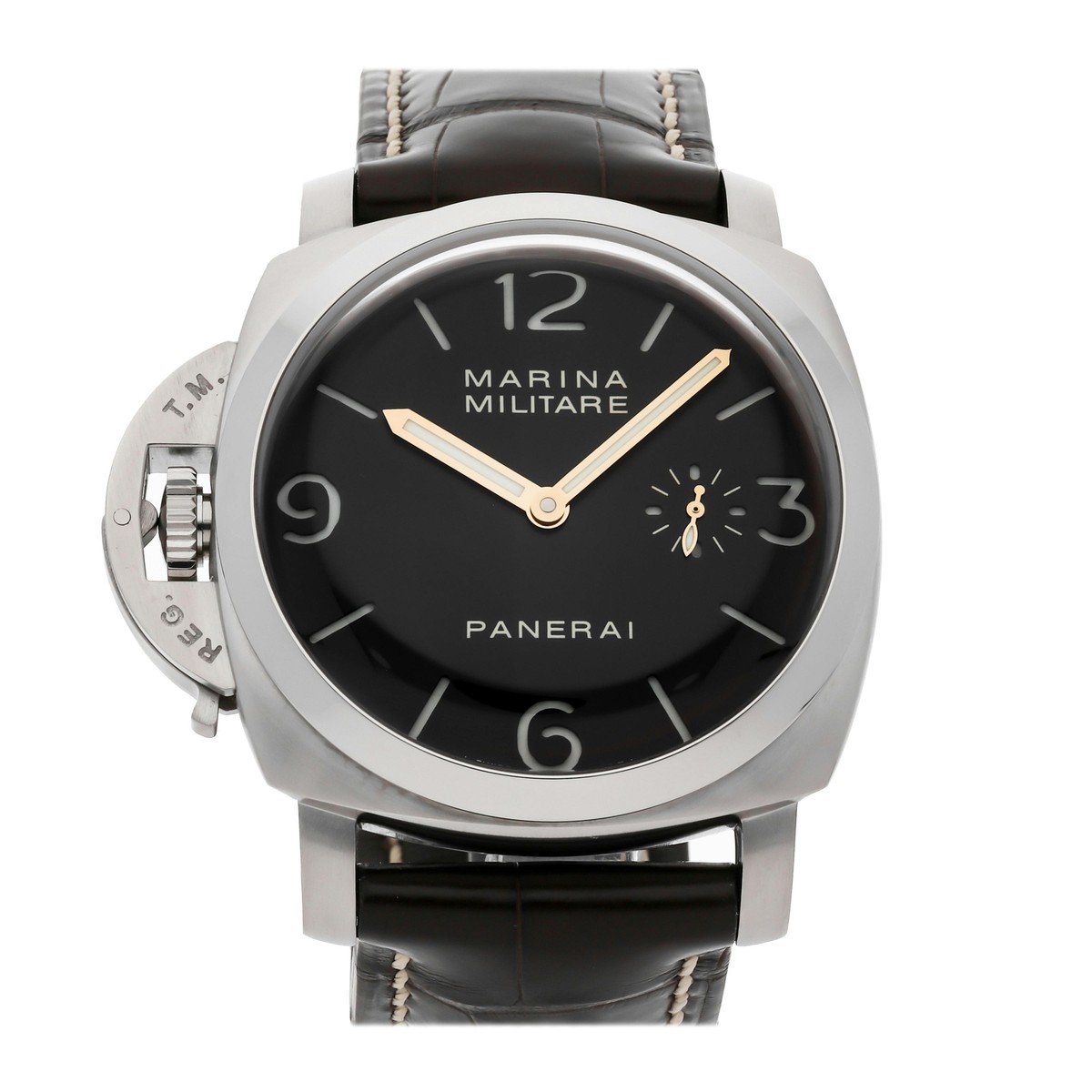 Panerai Luminor Marina Militare Left Hand Crown Steel Black Panerai Luminor Marina Militare Left Hand Crown Steel Black