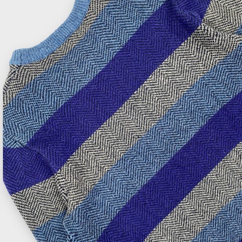 $59 Gap Suéter Para Hombre X Gran Mezcla de Lana de Lamb espina de arenque Azul FUNCIONA PEQUEÑO - Imagen 7 de 11