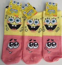 SpongeBob SquarePants 3 Pair No show Socks. New.