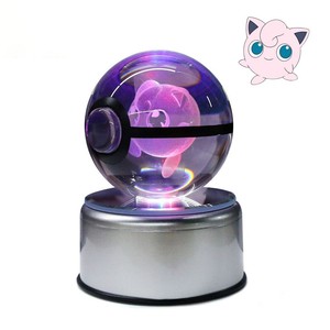 pokemon go jigglypuff 3d led crystal ball night light light projection mobile baby