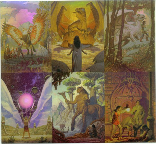 TIM HILDEBRANDT "FLIGHTS OF FANTASY" UNCUT 6-UP SHEET of 6 CHASE CARDS 7" X 7.5" - Picture 3 of 5