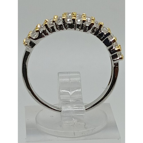 Elegante Anillo Vintage Chapado en Oro Blanco Amarillo Cóctel Sim Diamante Circonita Talla 7 - Imagen 8 de 9