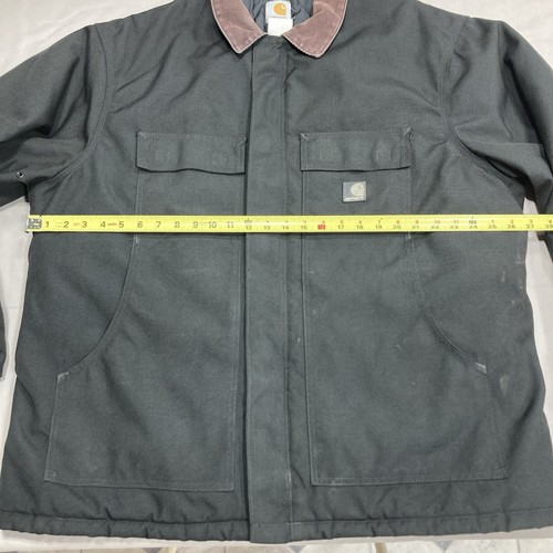 Carhartt Duck Arbeitsmantel Jacke Herren Größe XL? Steppkragen gefüttert schwarz Cord - Bild 21 von 23