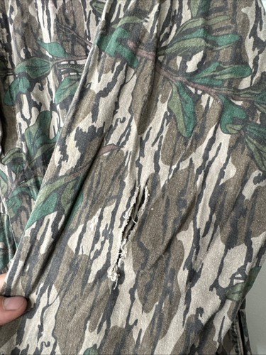 VTG Mossy Oak Coveralls Men XL Brown Camo Hunting Cotton Talon Zipper 80s USA - Picture 4 of 9