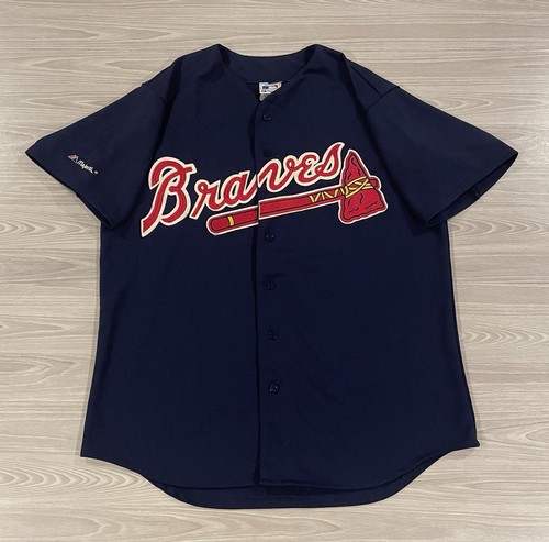 Camiseta de béisbol vintage de los Atlanta Braves azul majestuosa hecha en EE. UU. para hombre talla XL - Imagen 1 de 6