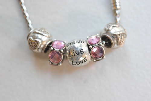 Brighton Slide Charm Bracelet Silver Tone Beaded Hearts pink love laugh ZH17 - Picture 8 of 10