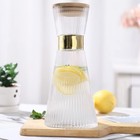 DUJUST Ribbed Glass Carafe with Lid (34oz), Elegant Water Carafe with Gold De...