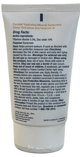 CeraVe Hydrating Mineral Sunscreen SPF 30 Medium Sheer Tint 1.7 oz, Exp 10/26 - Picture 3 of 4