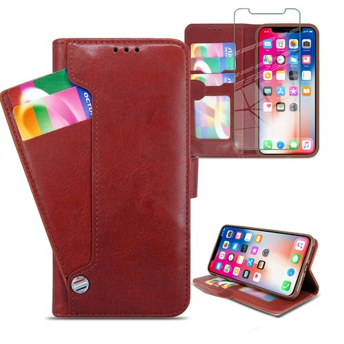 Case For Apple iPhone X XS Max Luxury Leather Flip Cover and Screen Protector - Picture 7 of 40