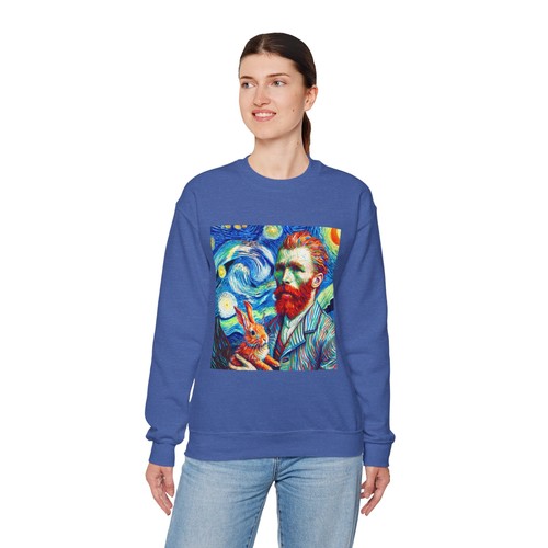 Felpa girocollo artistica Vincent Van Gogh design coniglio regalo per amanti dell'arte - Foto 34 di 35