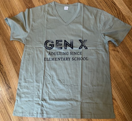 Neu ohne Etikett Damen Armeegrün V-Ausschnitt Gen X T-Shirt XL