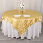 72" x 72" CHAMPAGNE Stripes Satin Square TABLE OVERLAY Table Linen Party Events