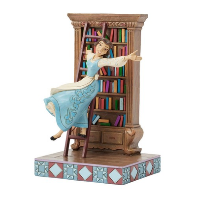 #ad Jim Shore Disney Traditions Belle with Bookshelf Colorful Books Figurine 6016894 $90.75
