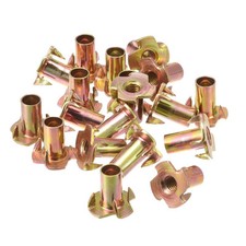 M6x16mm T-Nuts 4 Pronged Tee Nut Carbon Steel Threaded Inserts for Wood 24pcs