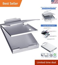 Sunnyclip Aluminum Clipboard with Storage   Heavy Duty  Portable at 14"x9"