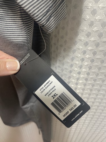 Neu mit Etikett Adidas Herren osmanisch gestreiftes Polo Golf Shirt 2XL schwarz weiß $ 65 unverbindliche Preisempfehlung des Herstellers - Bild 2 von 4