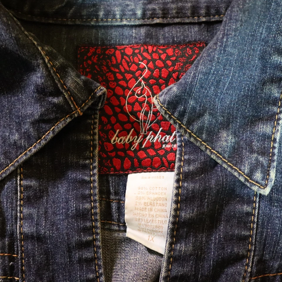 CHALECO JERSEY AZUL DENIM BORDADO BEBÉ PHAT AÑOS 2K/2000 1X Foto 4 de 4