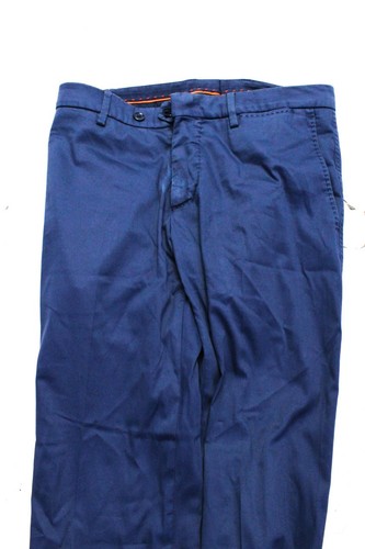 Marco Pescarolo Mens Blue Cotton Pleated Straight Leg Dress Pants Size 44 - Picture 2 of 7