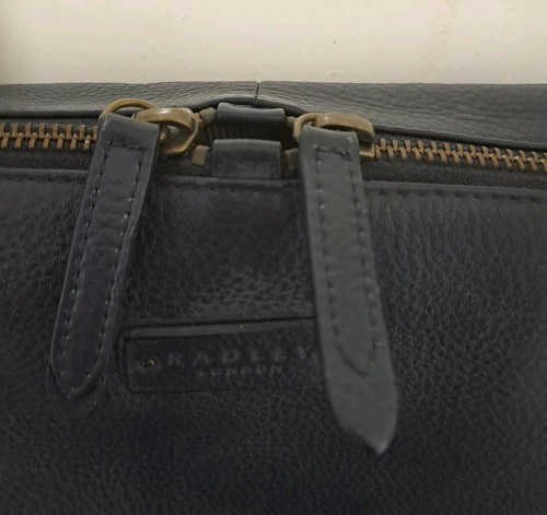 Radley Handbag Navy Blue Leather Inside Zip Pocket Marks On Lining See Pic - Bild 6 von 13