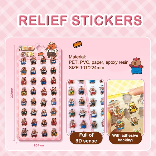 Kapibala 3Dtransparent Jelly Sticker Crystal Decorative Stickers Children's _t - Zdjęcie 9 z 20