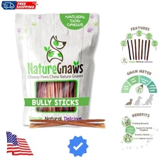 Super Skinny Bully Sticks for Small Dogs 5-6" 40 Count - Long Lasting for Lig...
