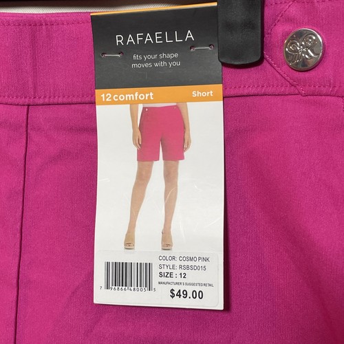 New! Rafaella Stretch Shorts, Functional Pockets, Cosmo Pink, Size 12 - Picture 3 of 4