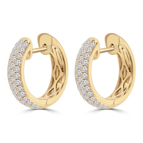 1.01 CT Round VS1 F Diamond Earrings 18K Yellow Gold - Picture 1 of 5