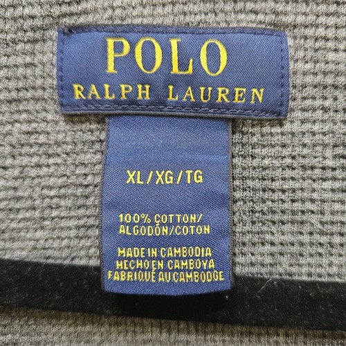 Polo Ralph Lauren Herren XL Grau Langarm V-Ausschnitt Baumwolle Waffel Strick Shirt - Bild 4 von 9