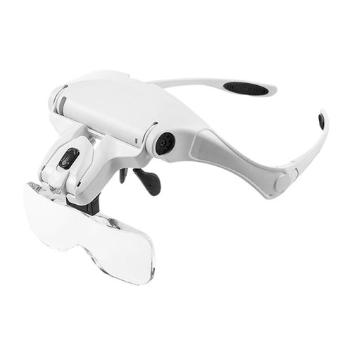 Lupa de Vidrio Visera LED Lupa Espejo Montaje en Cabeza Gafas Lupa, USB - Imagen 8 de 12