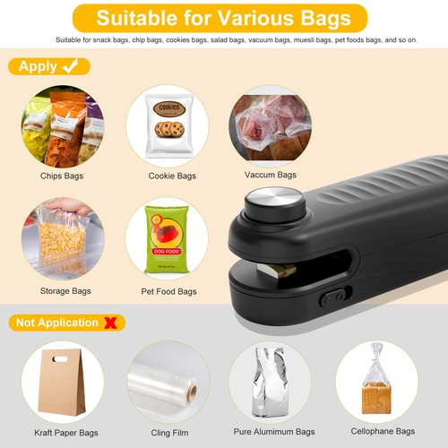 2 in 1 Mini Bag Sealer, Bag Sealer Heat Seal with Cutter, USB C Rechargeable ... - Picture 5 of 7