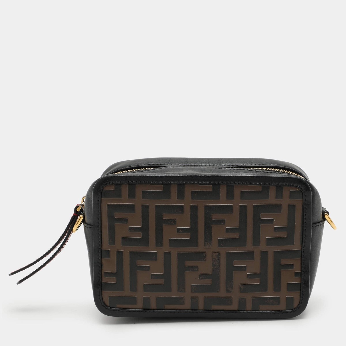 Fendi BlackBrown FF Embossed Leather Mini Camera Crossbody Bag | eBay